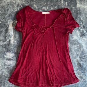 Chic Maroon Blouse with Tie Detail